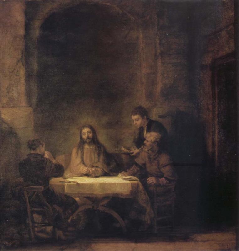 Rembrandt van rijn Christ in Emmaus oil painting picture
